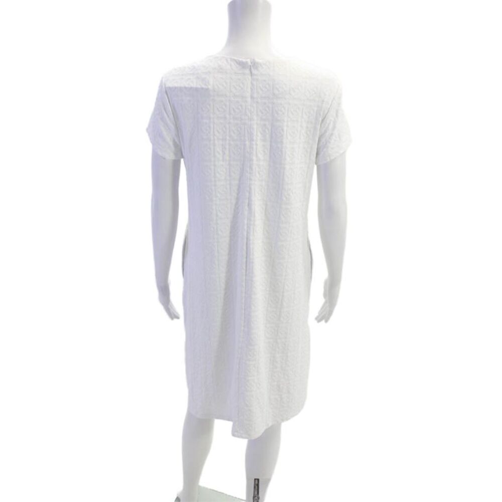 J. Mclaughlin Women's Round Neck Short Sleeves Printed A-Line Dress White Size M - Picture 3 of 7